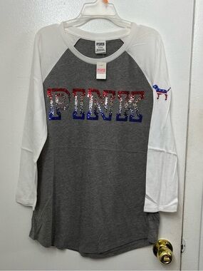 PINK sequins baseball tee